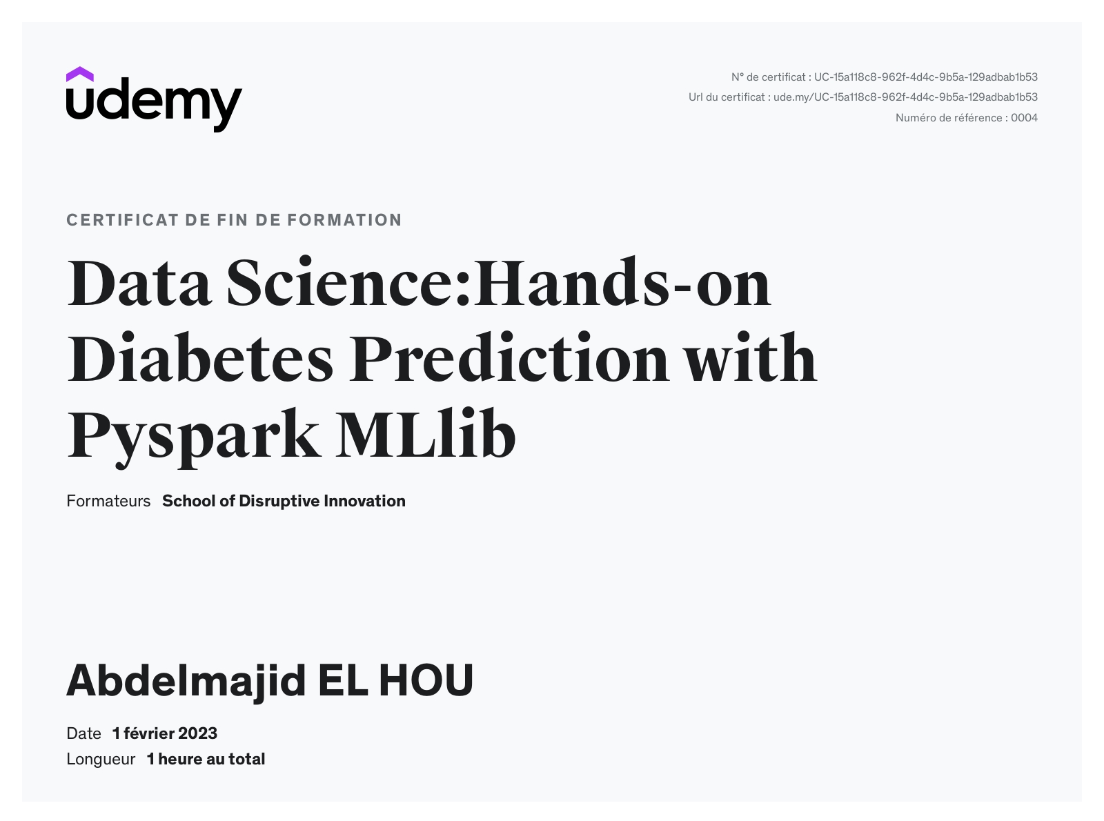 Certification PySpark