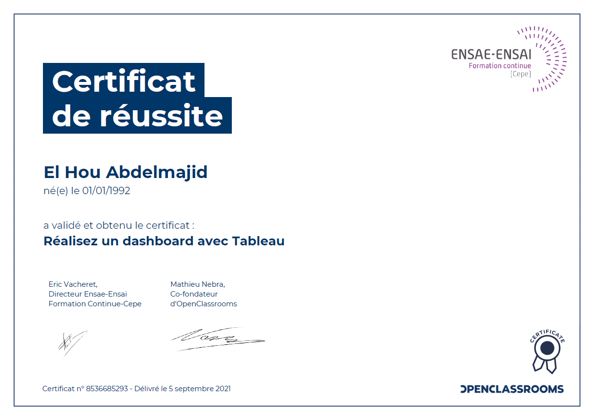 Certification Tableau